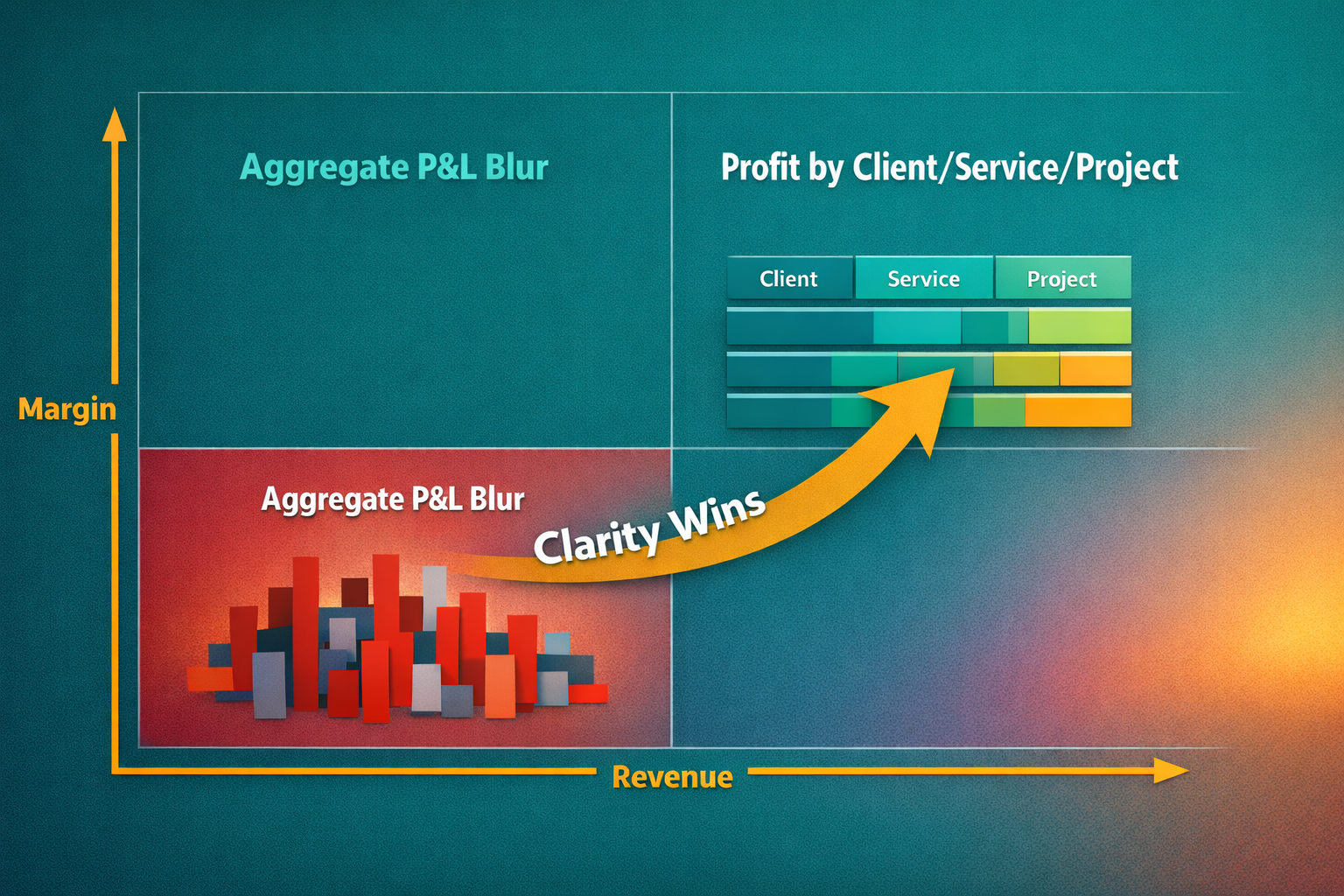 If you can't see true profit by client, service, and project, you're not managing — you're guessing.
